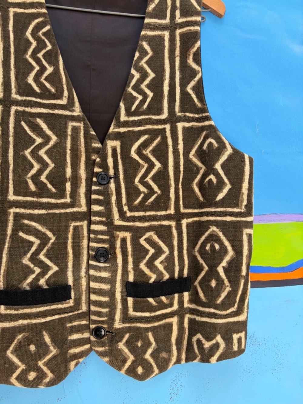 Graphic African Mud Cloth Vest - Picture 5 of 10